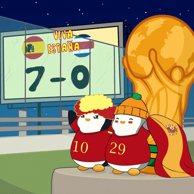 Penguin In Red Shirt Saying Spain GIF