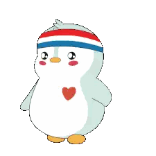 Penguin In Red White And Blue Headband Holding Red Rose Sticker