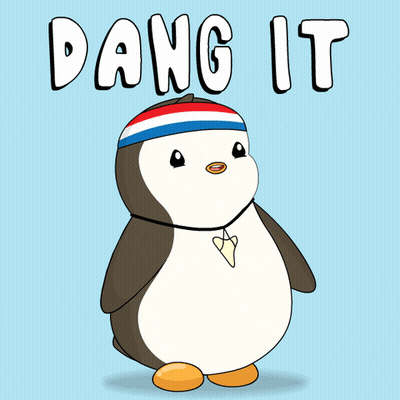Penguin In Red White And Blue Headband Saying Dang It GIF