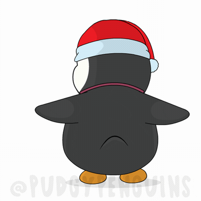 Penguin In Santa Hat And Red Collar GIF