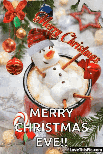 Penguin In Santa Hat On Snowy Hill Looking At Moon GIF