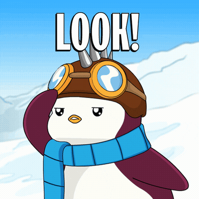 Penguin In Scarf And Goggles Saying Look GIF