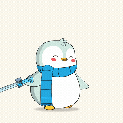 Penguin in Scarf Holding Sword