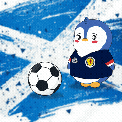 Penguin In Scotland Jersey Playing Soccer GIF