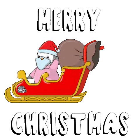 Penguin In Sleigh Christmas Card Sticker