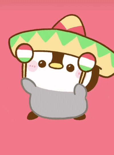 Penguin In Sombrero Holding Maracas GIF