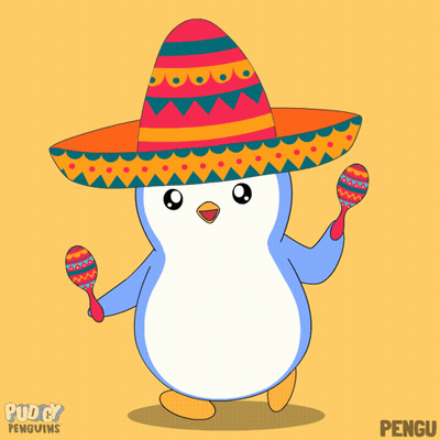Penguin In Sombrero Holding Maracas GIF
