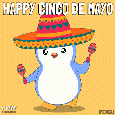 Penguin In Sombrero Holding Maracas GIF