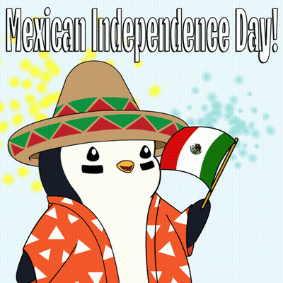 Penguin In Sombrero Holding Mexican Flag GIF