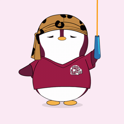Penguin In Sorry Shirt Holding Rope GIF