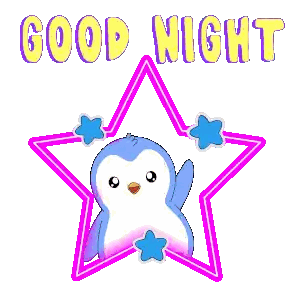 Penguin In Star Saying Good Night Sticker