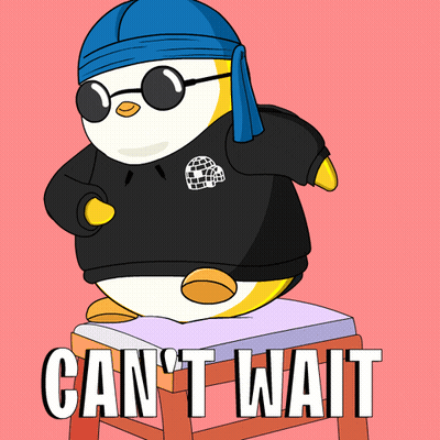 Penguin In Sunglasses And Bandana Saying Can't Wait GIF