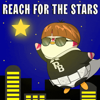 Penguin In Sunglasses And Cape Reach For The Stars GIF