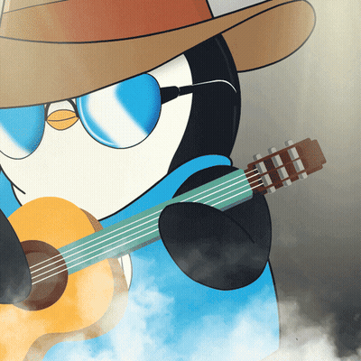 Penguin In Sunglasses And Hat Holding Guitar GIF