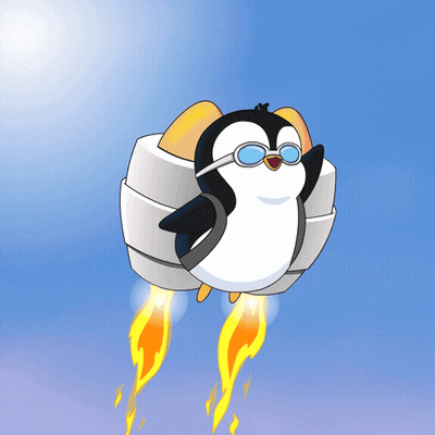 Penguin In Sunglasses And Jetpack Flying GIF