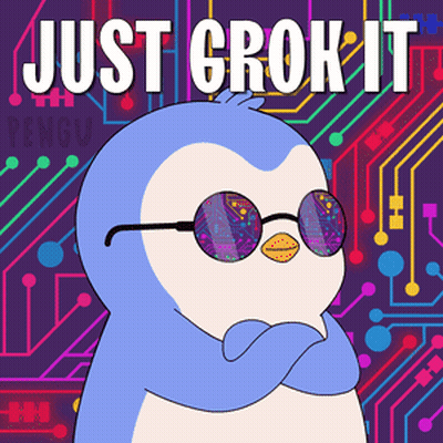 Penguin In Sunglasses And Scarf Saying Just Grok It GIF