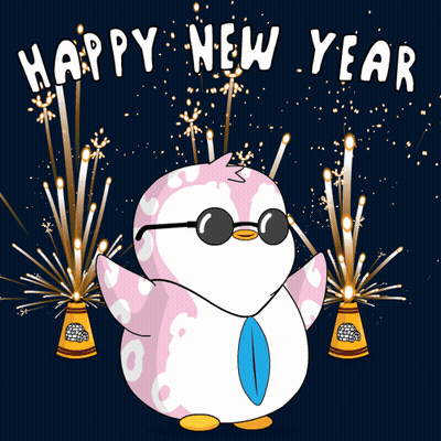 Penguin In Sunglasses And Tie Saying Happy New Year GIF