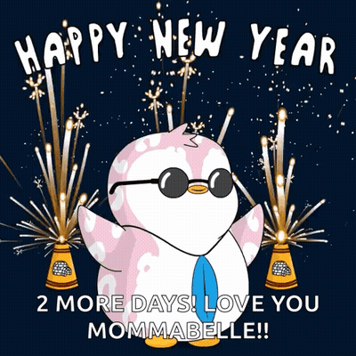 Penguin In Sunglasses And Tie Says Happy New Year 2 More Days Love You Mommabelle GIF