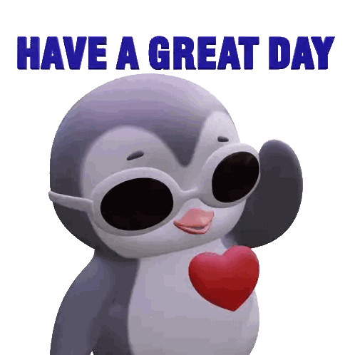 Penguin In Sunglasses Holding Heart Saying Have Great Day Sticker