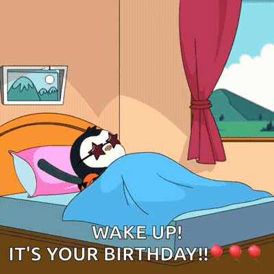 Penguin In Sunglasses Wake Up It's Your Birthday GIF