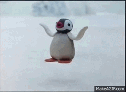 Penguin In The Snow Jumping For Joy GIF
