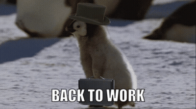 Penguin In Top Hat Carrying Briefcase GIF