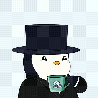 Penguin In Top Hat Holding Cup Indeed GIF