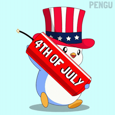 Penguin In Uncle Sam Hat Holding 4Th Of July Dynamite GIF