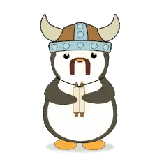 Penguin In Viking Hat Holding I Miss You Banner Sticker