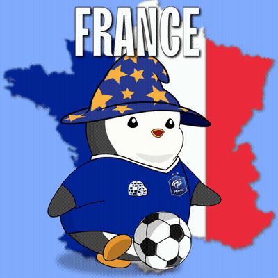 Penguin In Wizard Hat Holding Soccer Ball With France Map GIF