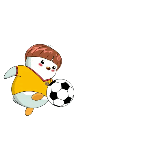 Penguin Kicking Soccer Ball Sticker