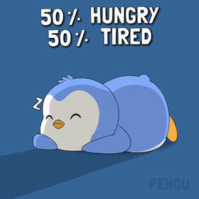 Penguin Laying Down 50% Hungry 50% Tired GIF