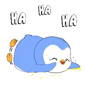 Penguin Laying Down Saying Ha Ha Ha Sticker