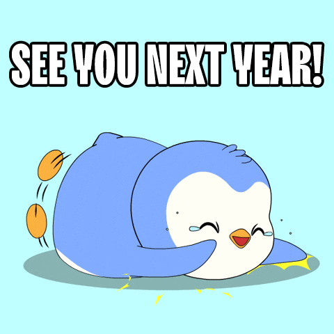 Penguin Laying Down With See You Next Year GIF