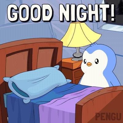 Penguin Laying In Bed Saying Good Night GIF