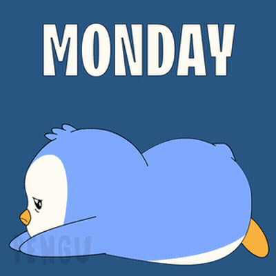 Penguin Laying On Back Saying Monday GIF