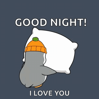 Penguin Laying On Pillow Saying Good Night I Love You GIF