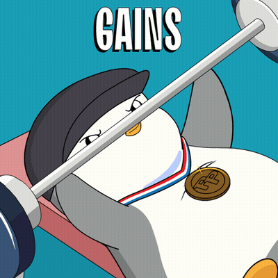 Penguin Lifting Barbell With Gains