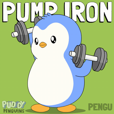 Penguin Lifting Dumbbells Pump Iron GIF