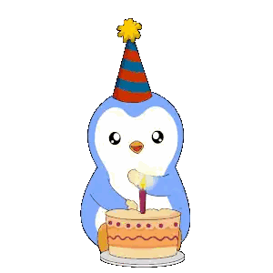 Penguin Lighting Birthday Cake Candle Sticker
