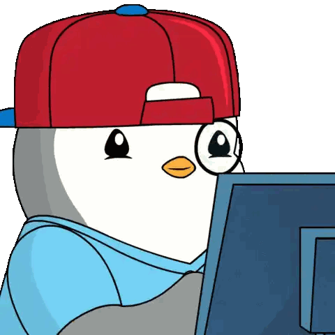 Penguin Looking At Computer Sticker
