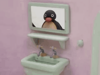 Penguin Looking At Mirror GIF