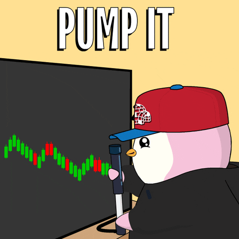 Penguin Looking At Stock Chart Saying Pump It GIF