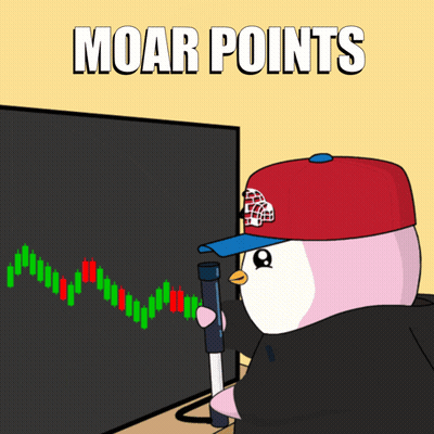 Penguin Looking At Stock Chart With Moar Points GIF