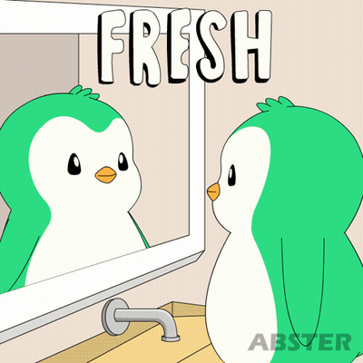 Penguin Looking In Mirror Saying Fresh GIF