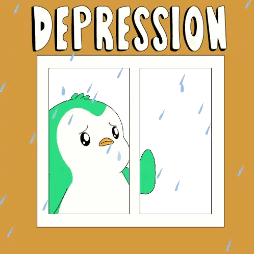 Penguin Looking Out Window Depression Sticker