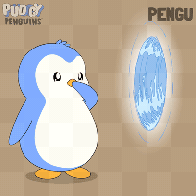 Penguin Looking Through Portal With Pengu