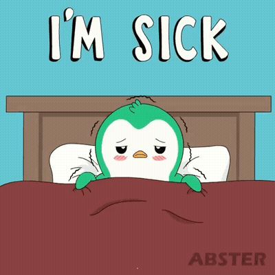 Penguin Lying In Bed Sick GIF