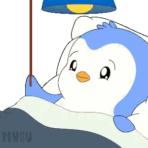 Penguin Lying In Bed Under Lamp Sticker