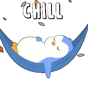 Penguin Lying In Hammock Chill Sticker
